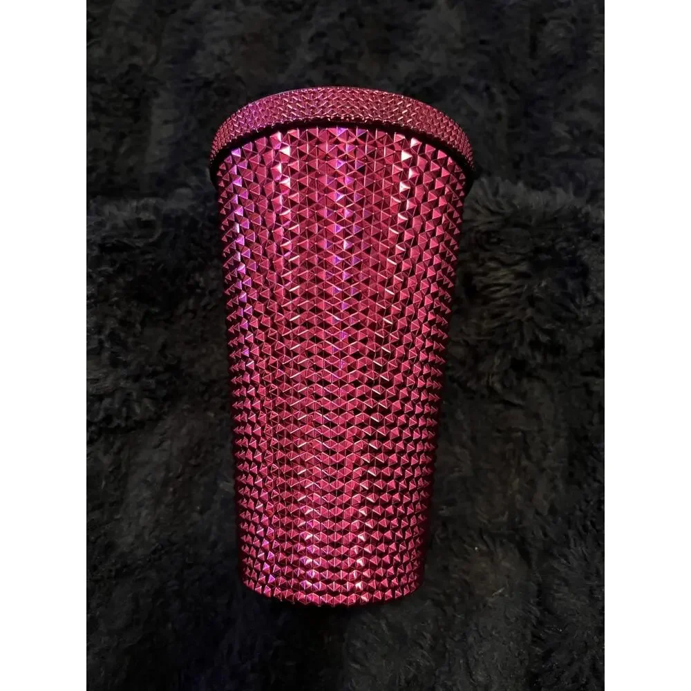 Starbucks 2022 Sangria Pink Studded Tumbler 16oz Cold Cup No Straw EUC